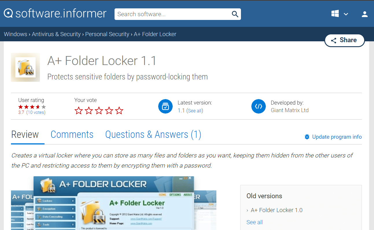 A plus Folder Locker perangkat lunak kunci folder terbaik untuk Windows 7 10 unduhan gratis PC