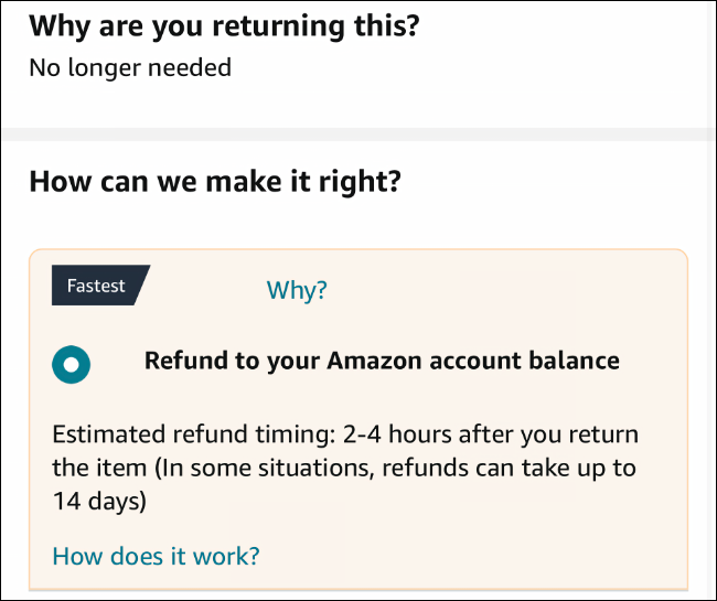 Auswählen, wie Sie eine Amazon-Rückerstattung erhalten