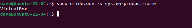 El comando dmidecode que identifica correctamente una máquina virtual VirtualBox