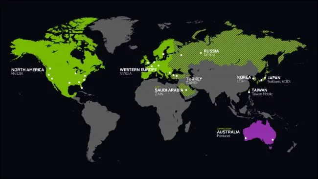 GeForce Now 全球服务器刀片地图