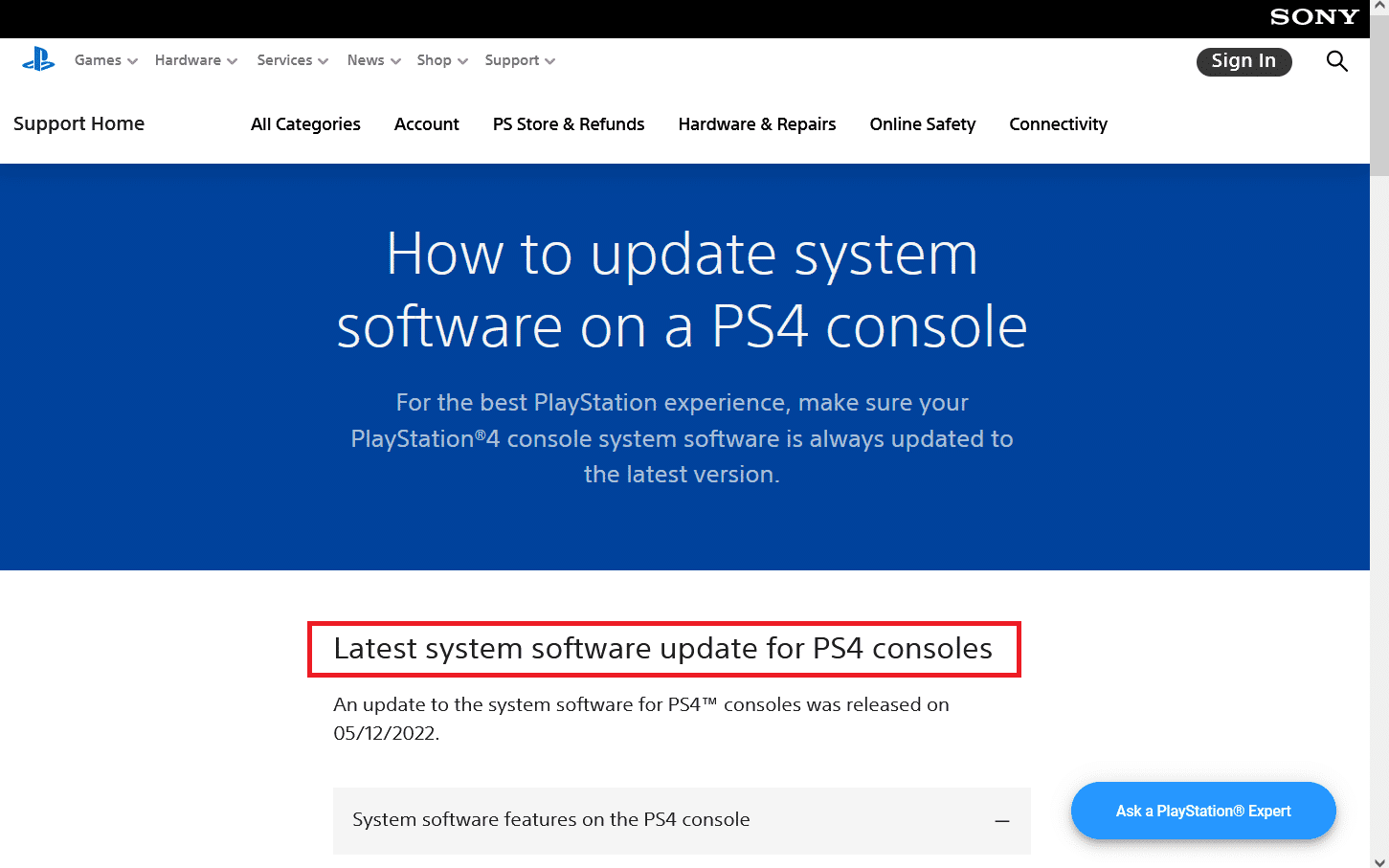 공식 Playstation 웹사이트에서 최신 PS4 업데이트를 다운로드하고 UPDATE 폴더에 저장합니다. PS4 오류 CE-34788-0 수정