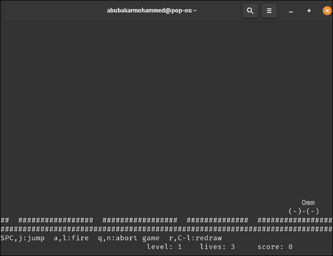 Juego Moon Buggy en Linux Terminal