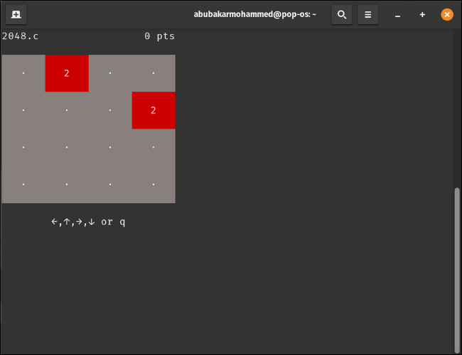 2048 juego en Terminal Linux