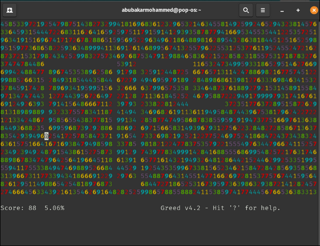 Juego de números de codicia en Linux Terminal