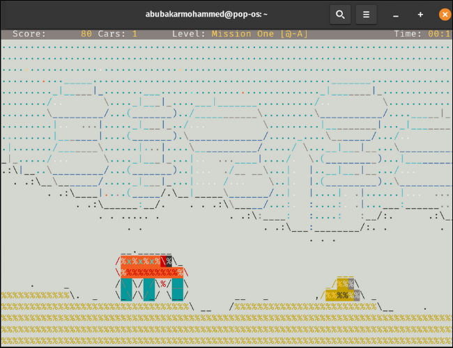 Juego de patrulla ascii en terminal Linux