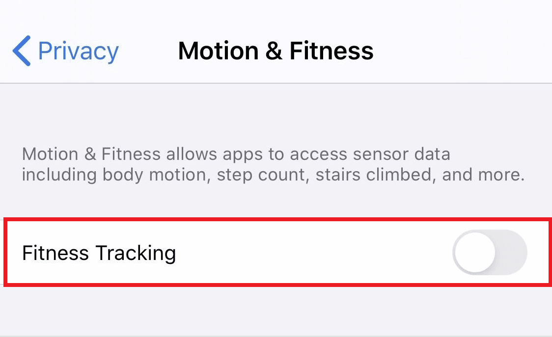 Deaktivieren Sie die Option „Fitness-Tracking“ im Menü „Bewegung & Fitness“.