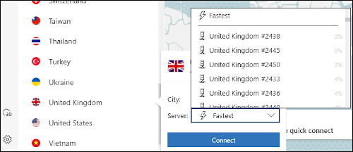 在 NordVPN 中查找特定服務器