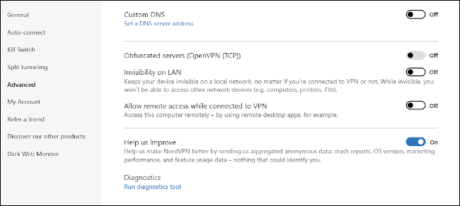 NordVPN 的高級設置