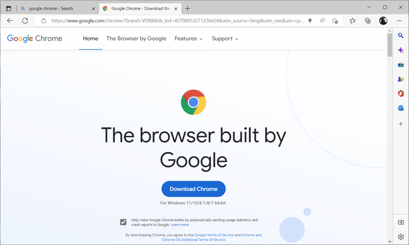 Baixe o Google Chrome usando um navegador padrão diferente