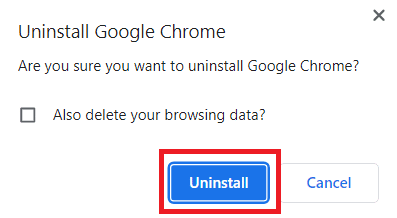 Clique na opção Desinstalar para confirmar o processo de desinstalação. Corrigir o erro do modo de navegação anônima na Netflix