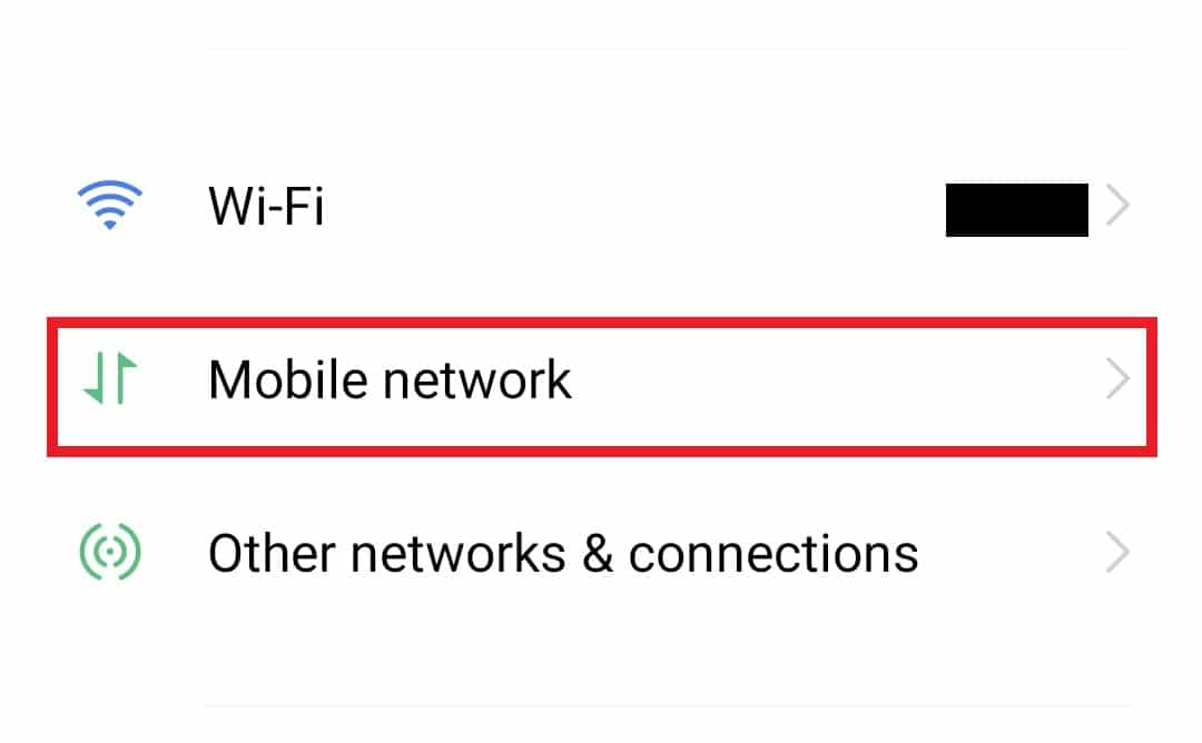 Tapez sur Réseau mobile. Correction de l'erreur MM6 du téléphone non autorisé