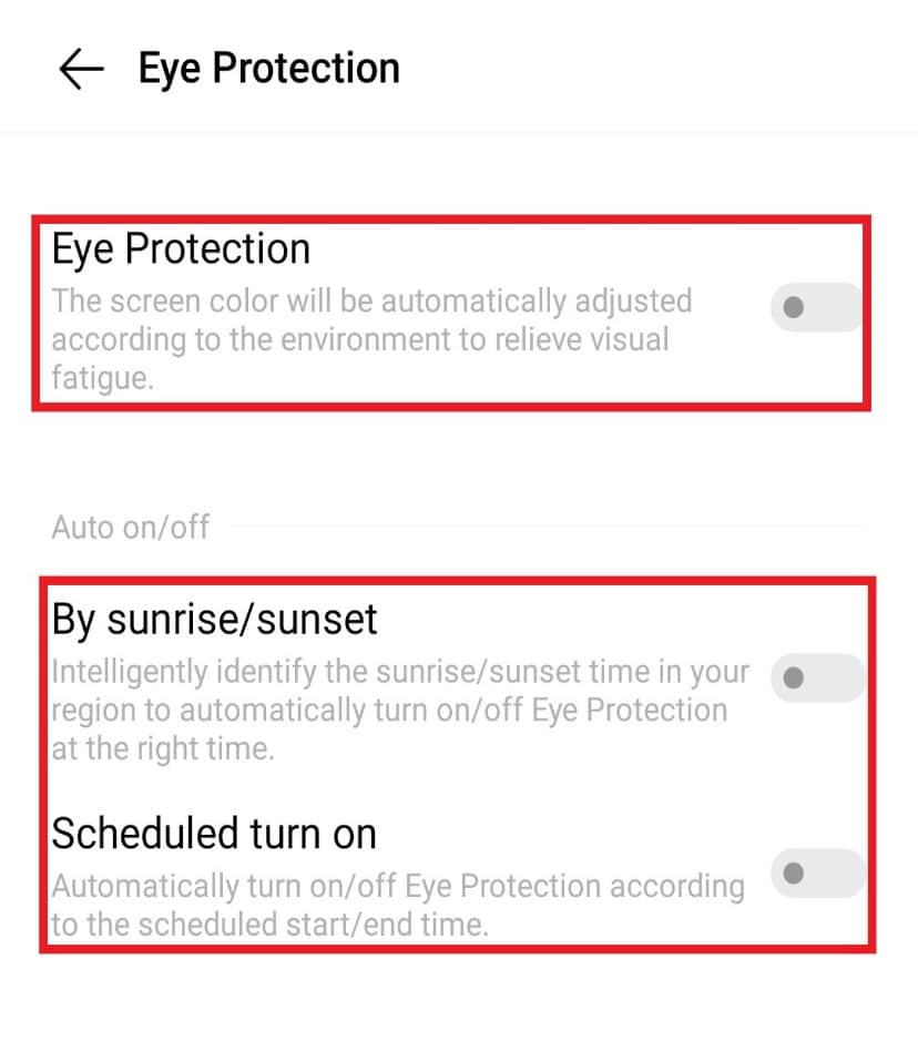 Desactivar protección ocular