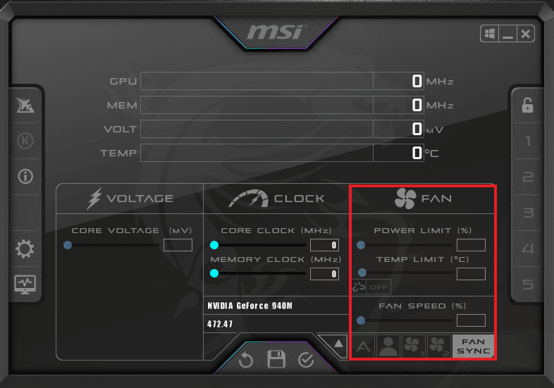 调整风扇设置。修复 MSI Afterburner 无法在 Windows 10 上运行的方法