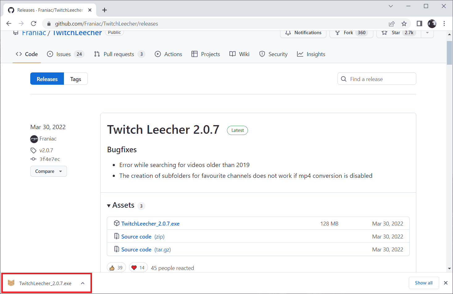 otwórz plik instalacyjny Napraw błąd pobierania Twitch Leecher