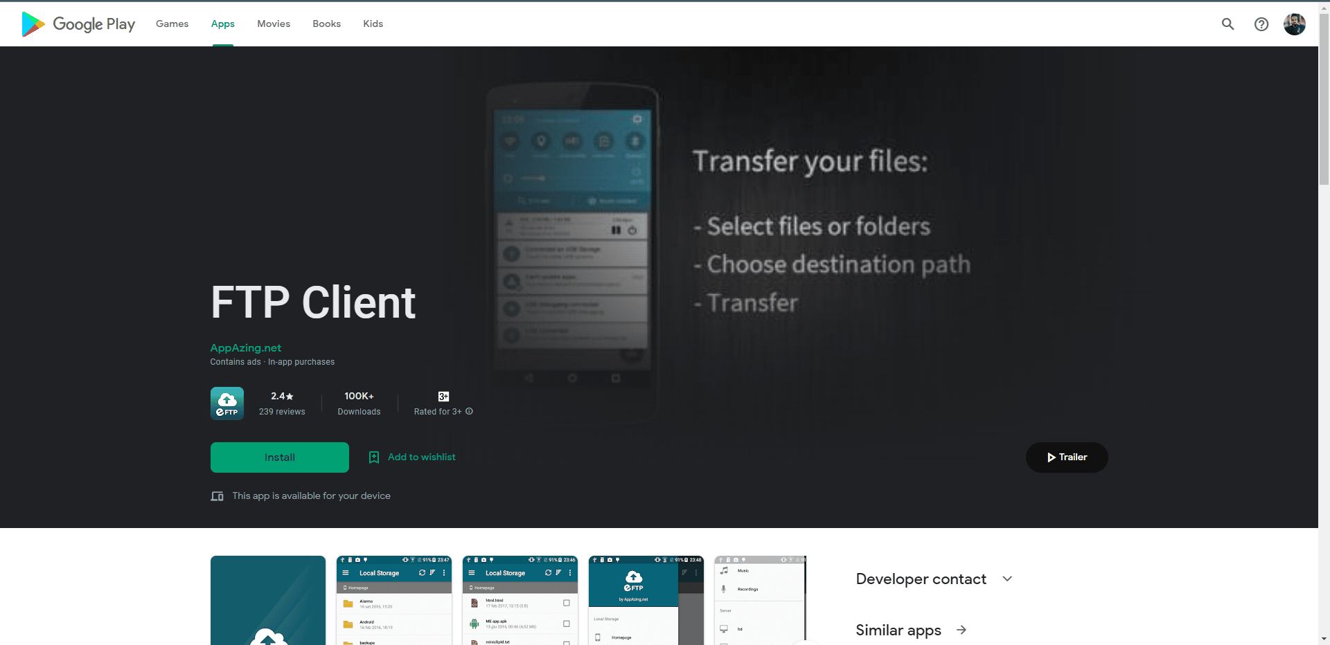 Facile homepage del Play Store del client FTP