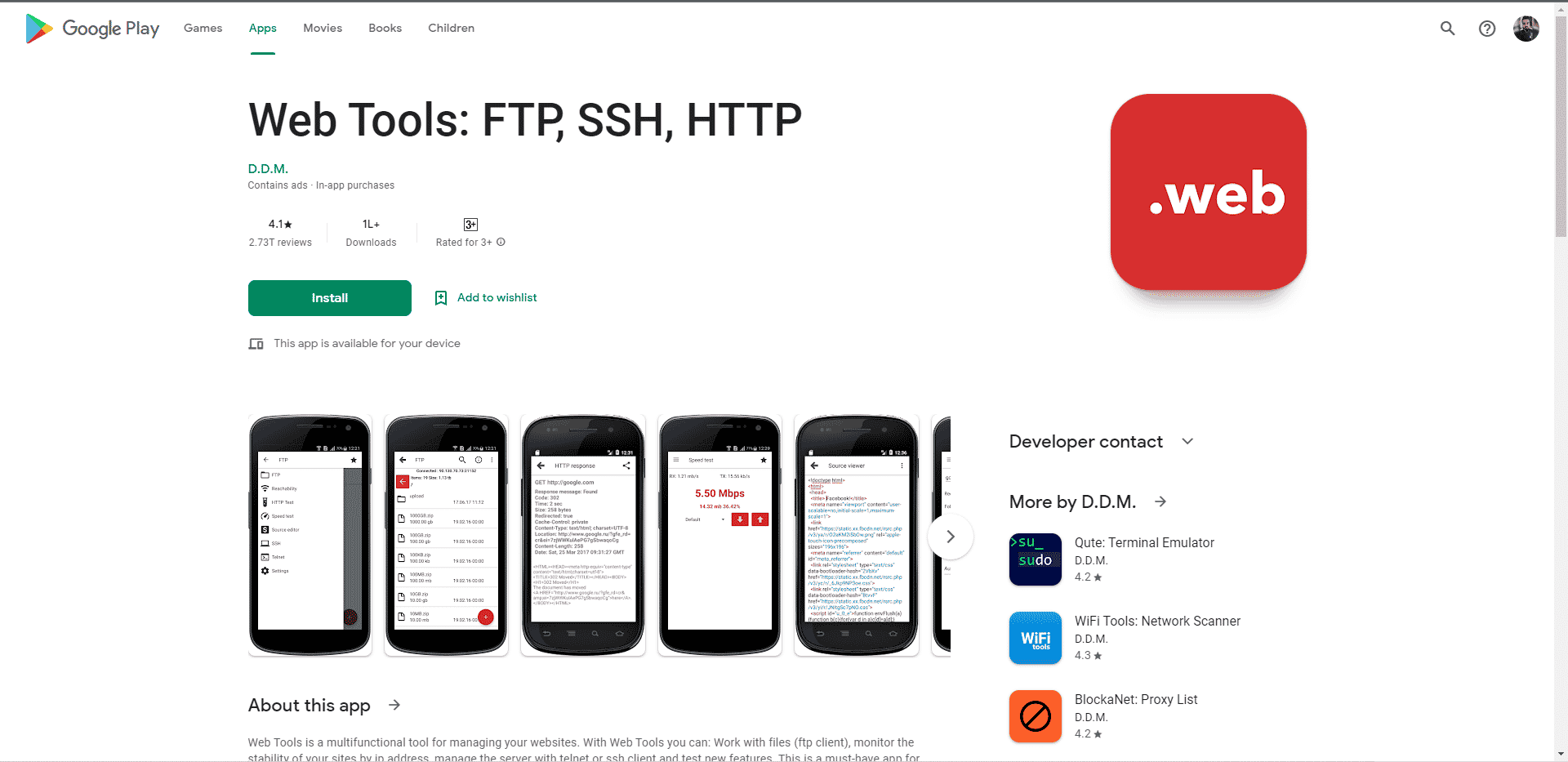 Strumenti Web FTP SSH HTTP Pagina iniziale del Play Store. I migliori client di protocollo di trasferimento file per Android