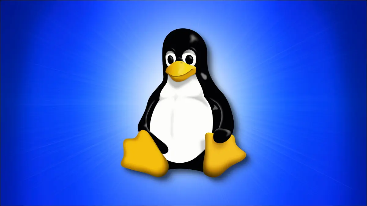 蓝色背景中的 Linux 吉祥物 Tux