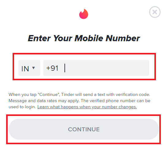 输入您的手机号码，然后单击继续 |被禁止时如何创建新的 Tinder 帐户