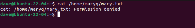 用户 Dave 无法读取 Mary 的文件，权限被拒绝