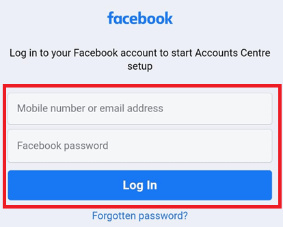 使用 Facebook 凭据登录您的 Facebook 帐户