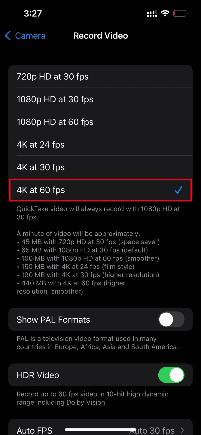 以 60 fps 切换到 4K。修复加载此视频 iPhone 的更高质量版本时发生的错误