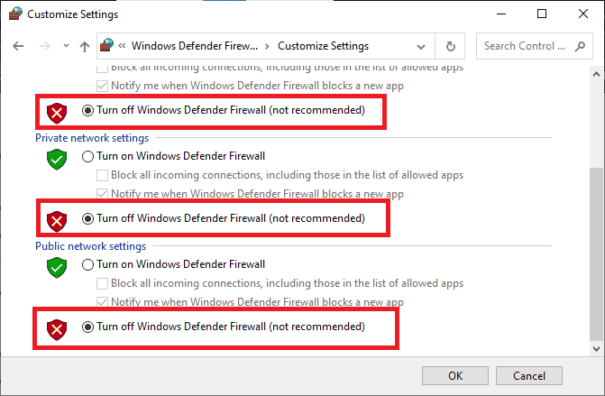 關閉 Windows Defender 防火牆