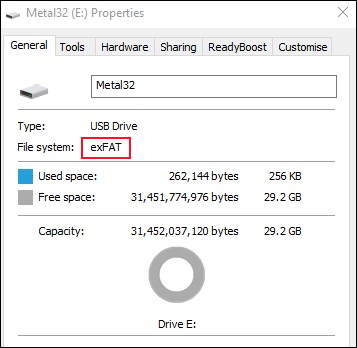 Windows 10 中 USB 驱动器的属性