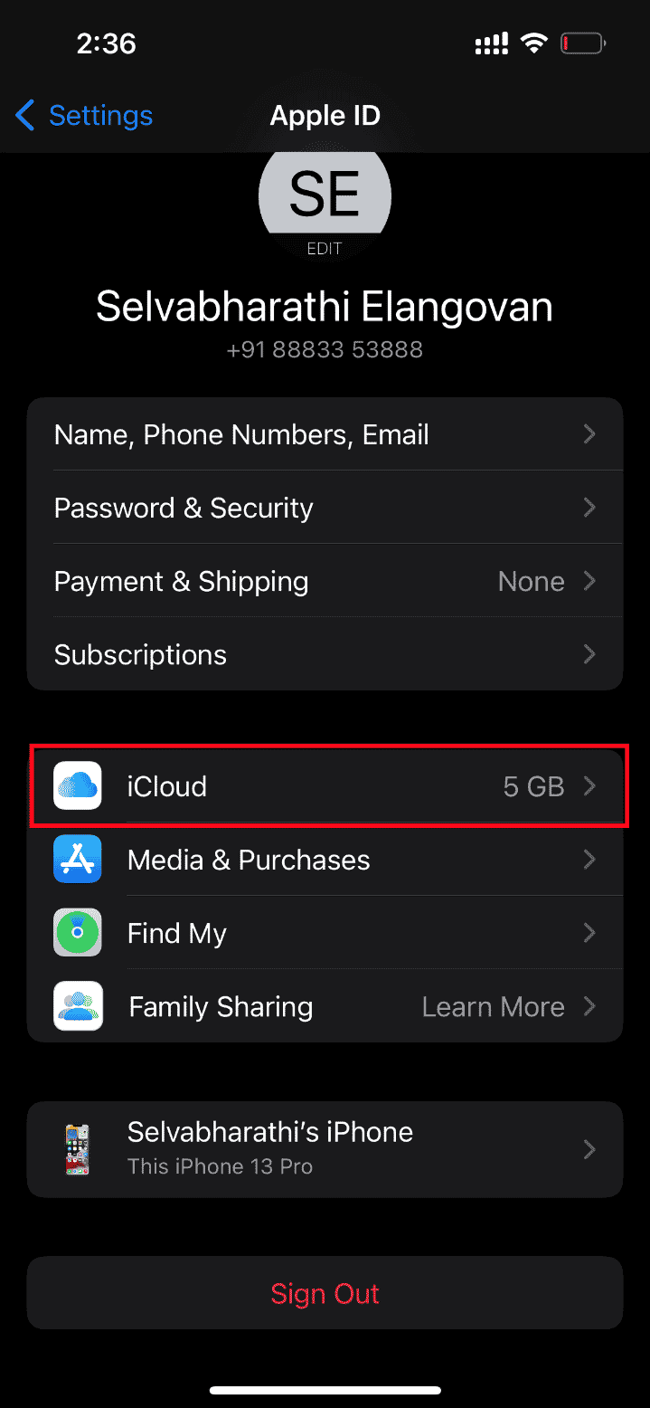 点击 iCloud