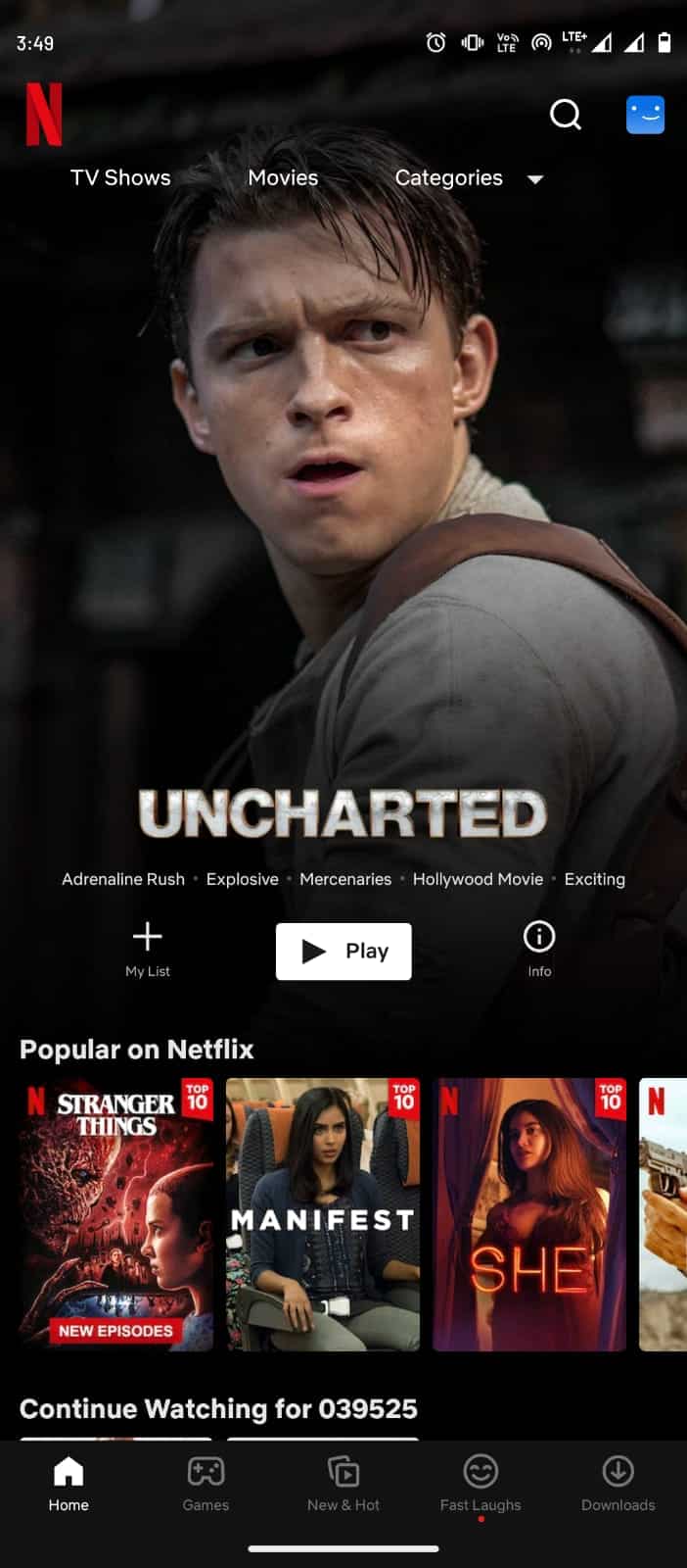 在手机上打开 Netflix