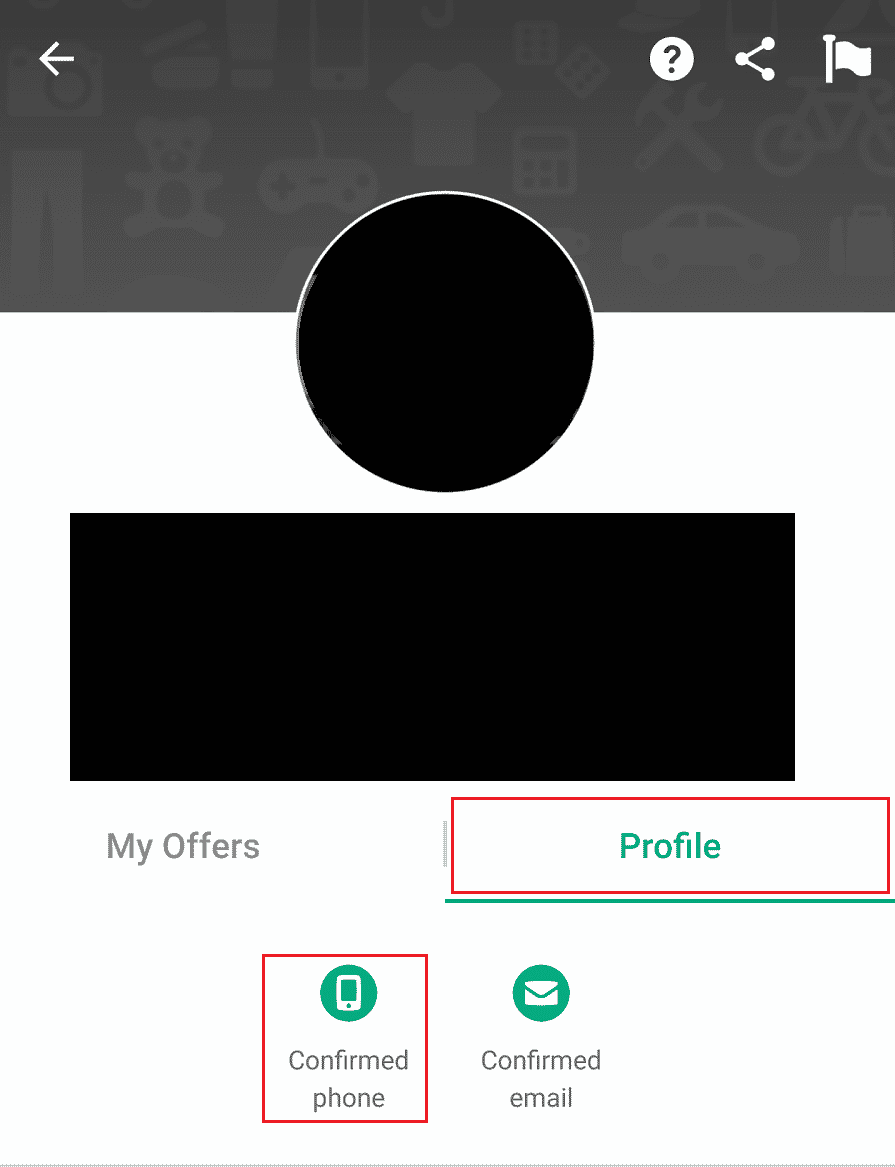 点击个人资料选项卡 - 确认电话选项 |如何停用 OfferUp 帐户