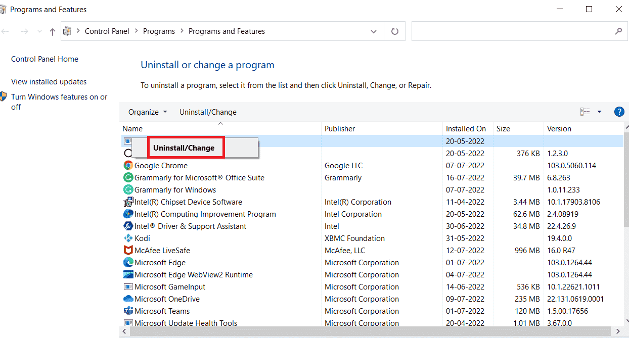 En el menú Programas y características, busque Arma 3 y haga clic derecho sobre él para desinstalarlo | Arreglar el error de memoria referenciada de Arma 3 en Windows 10