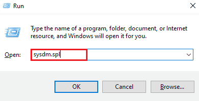 Ingrese sysdm.spl en el cuadro Ejecutar
