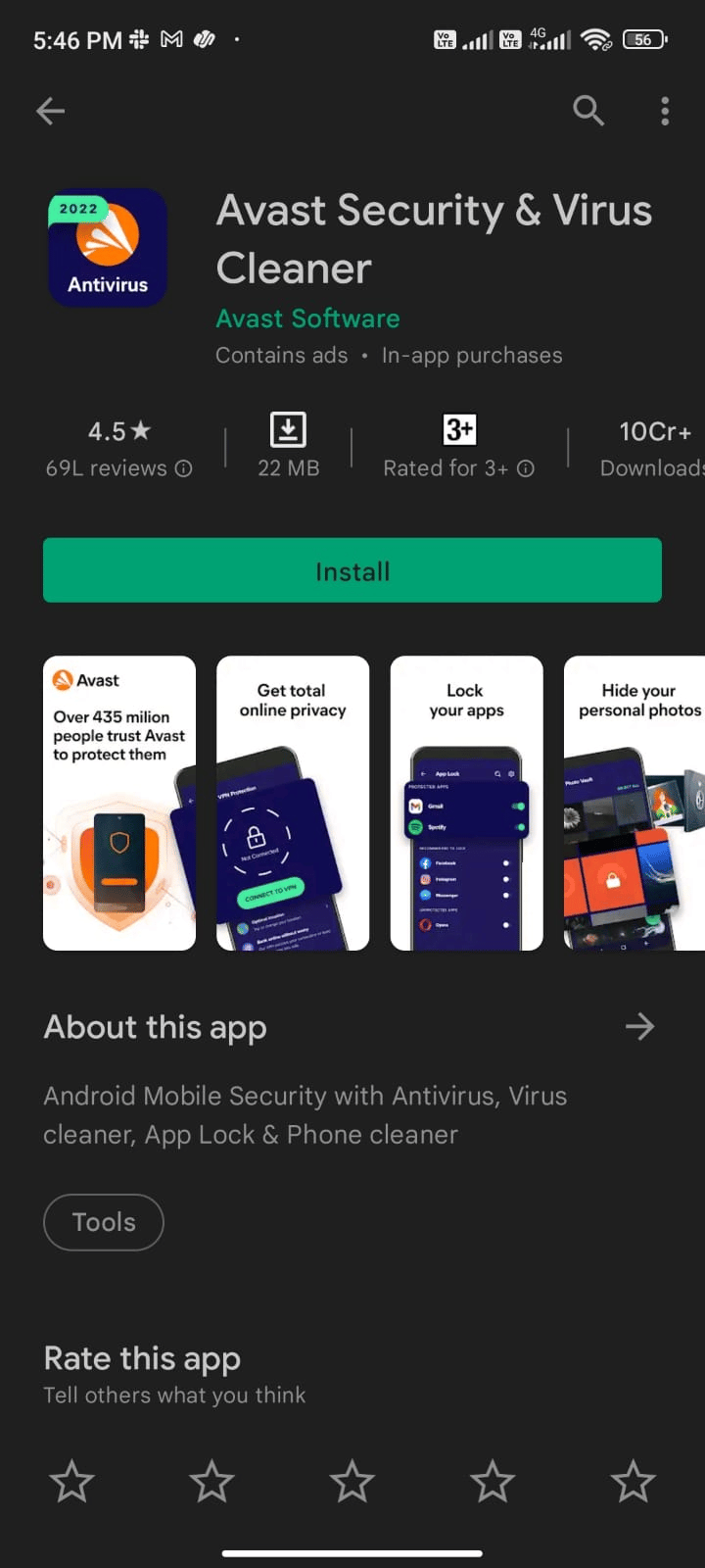 Instalar la aplicación antivirus | Arreglar el código de error 495 de Google Play en Android