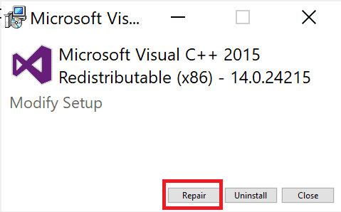 haga clic en Reparar. Solucionar el error Origin 0xc00007b en Windows 10