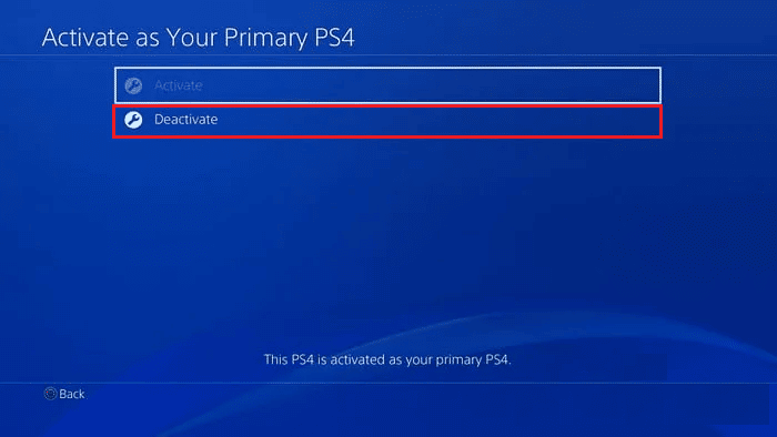 กดปุ่มปิดใช้งานตัวเลือก | ฉันจะลบบัญชี PSN ของฉันออกจาก PS4 อื่นได้อย่างไร