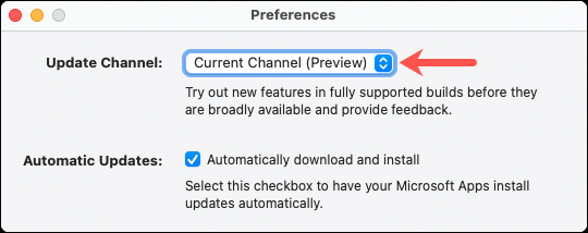 การเลือกช่องโปรแกรม Office Insider บน Mac