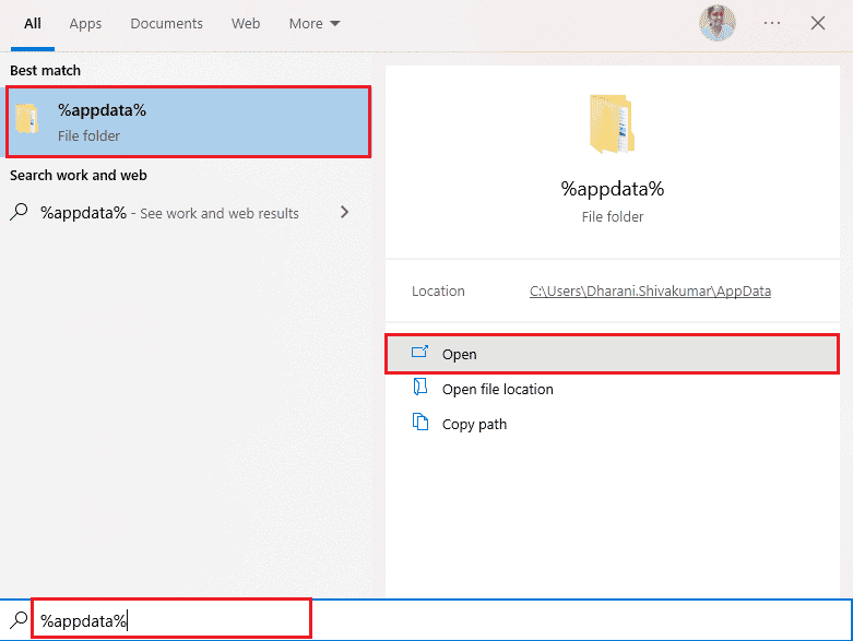 เปิดโฟลเดอร์ AppData Roaming