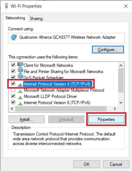 ดับเบิลคลิกที่ Internet Protocol รุ่น 4 แก้ไขการเชื่อมต่อเดสก์ท็อประยะไกลเกิดข้อผิดพลาดภายใน