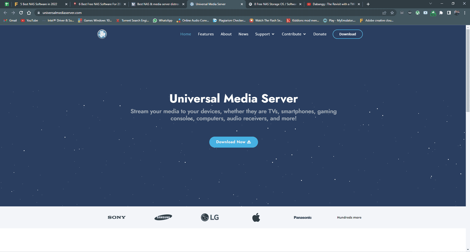 เว็บไซต์ทางการของ Universal Media Server ซอฟต์แวร์ NAS ฟรีที่ดีที่สุด