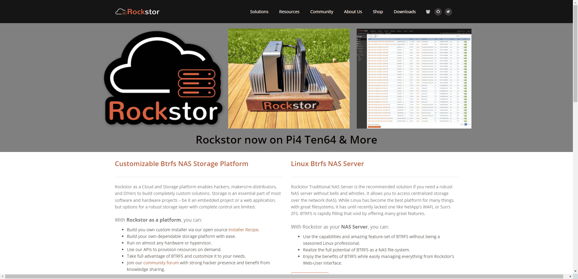 เว็บไซต์อย่างเป็นทางการของ Rockstor ซอฟต์แวร์ NAS ฟรีที่ดีที่สุด