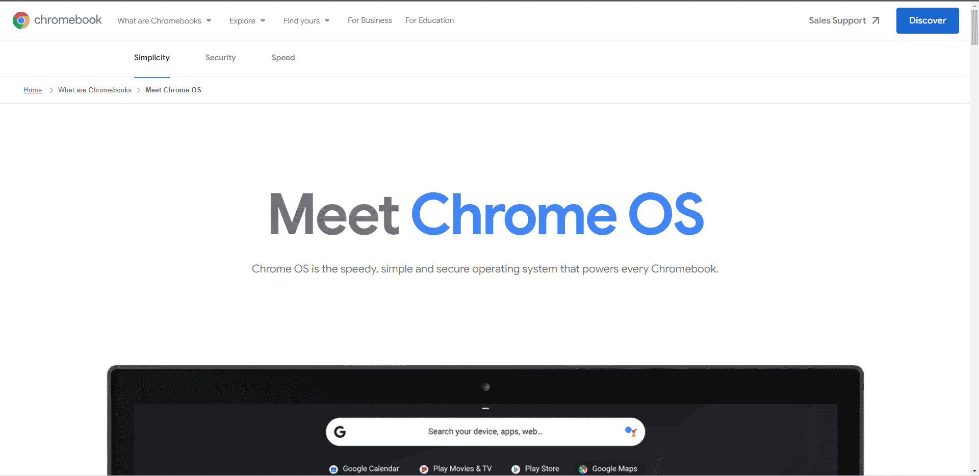 موقع Chrome OS الرسمي