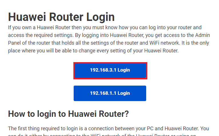 กลับไปที่หน้าเข้าสู่ระบบ Huawei Router อย่างเป็นทางการ