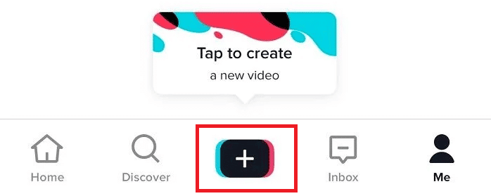 اضغط على أيقونة + من أسفل TikTok