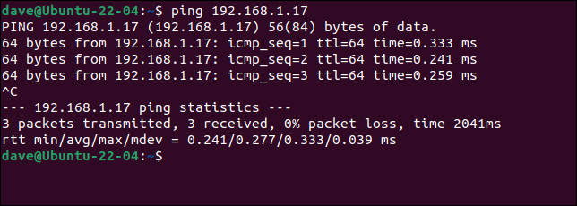 Utilizzo del ping con un indirizzo IP