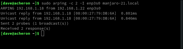 Usando l'opzione -I per dire ad arping di usare un'interfaccia di rete specifica