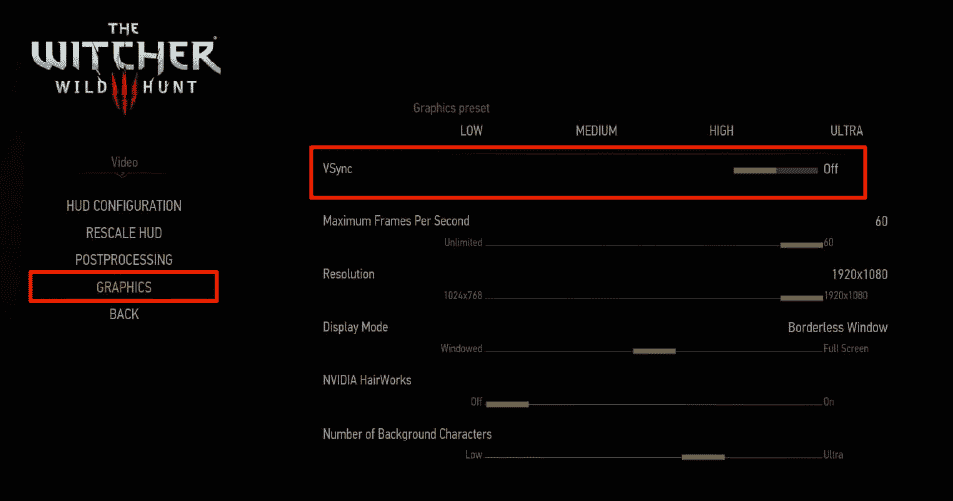 desligue o VSync na configuração gráfica do witcher 3