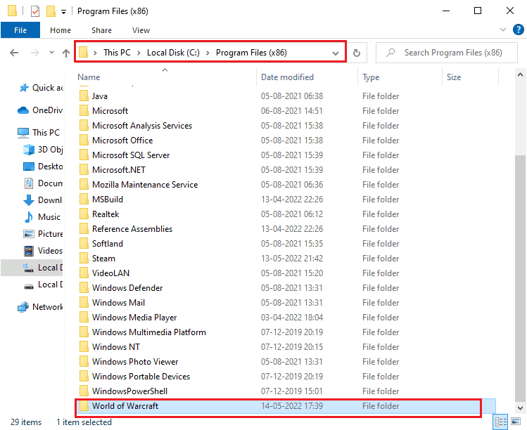 navegue a C Archivos de programa 86 Ruta de World of Warcraft