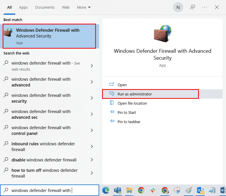 abra el Firewall de Windows Defender con seguridad avanzada