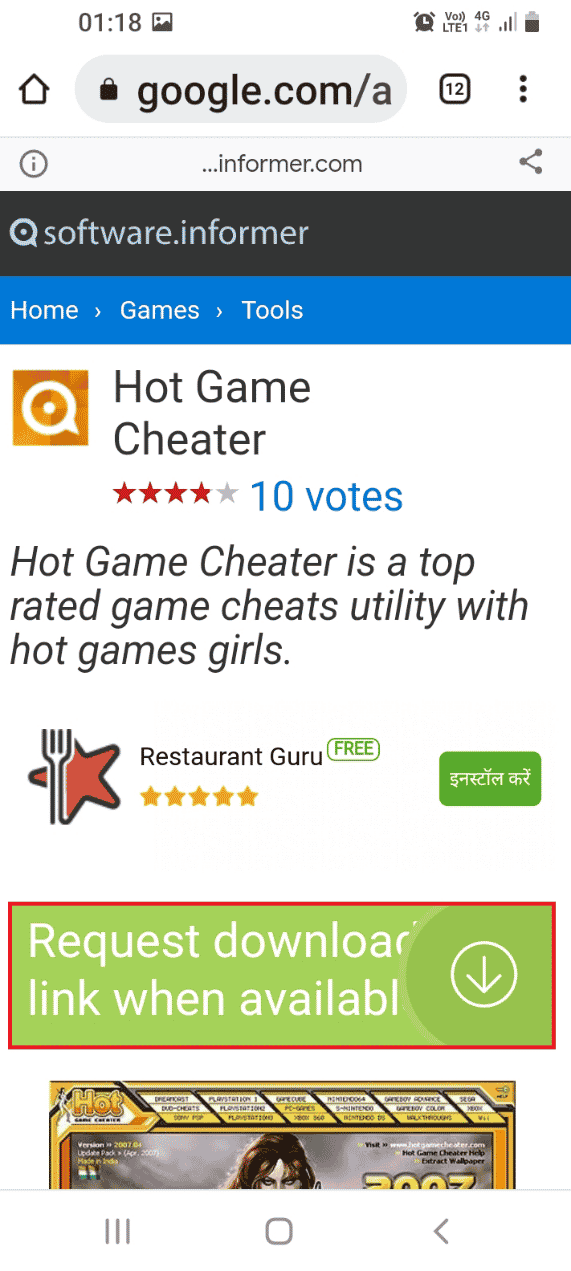 Apri il sito Web ufficiale di Hot Game Cheater e tocca l'opzione Richiedi il collegamento per il download quando disponibile. Come hackerare qualsiasi gioco su Android