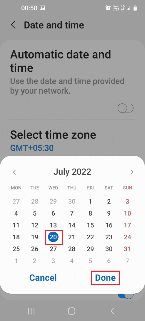 Imposta la data successiva sul calendario visualizzato e tocca l'opzione Fine. Come hackerare qualsiasi gioco su Android